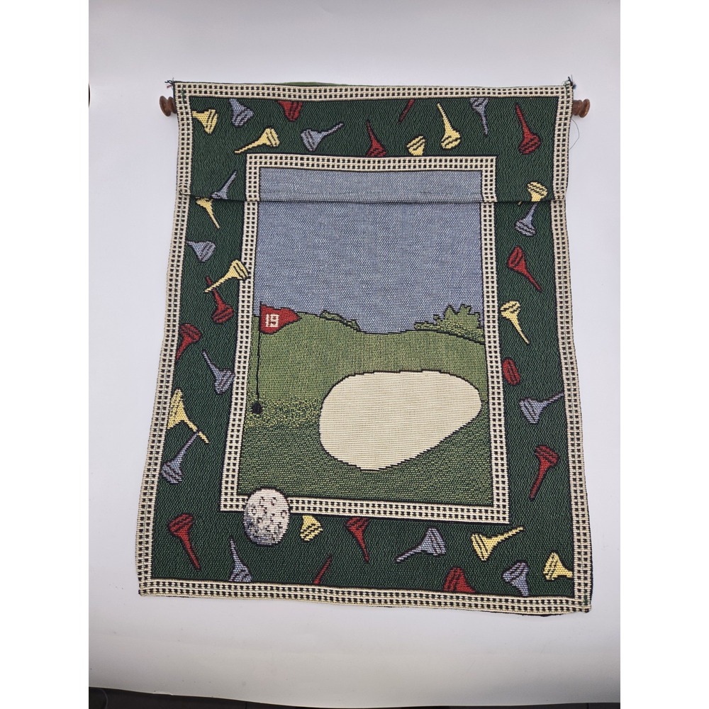W.W. 2001 Golf 19th Hole Tapestry Wall Hanging Golf Clubs Wood Rod Decor